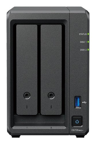 Synology DiskStation DS725NEO+ NAS/storage server Compact Ryzen Embedded R1600 4 GB DDR4 0 TB DSM Black