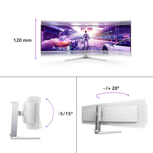Philips Evnia 8000 49M2C8900L/00 computer monitor 124.2 cm (48.9") 5120 x 1440 pixels Dual QHD QD-OLED White