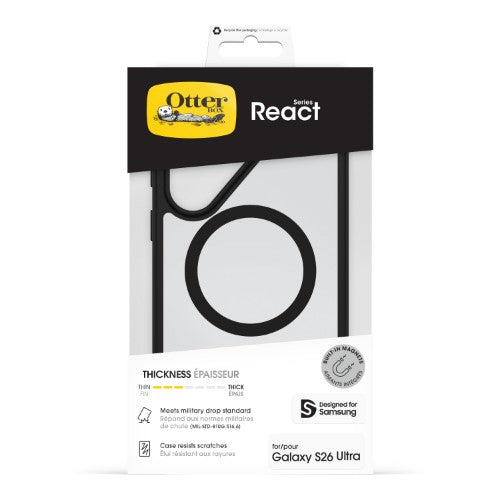 OtterBox React Magnets Series for Samsung Galaxy S26 Ultra, Black Crystal